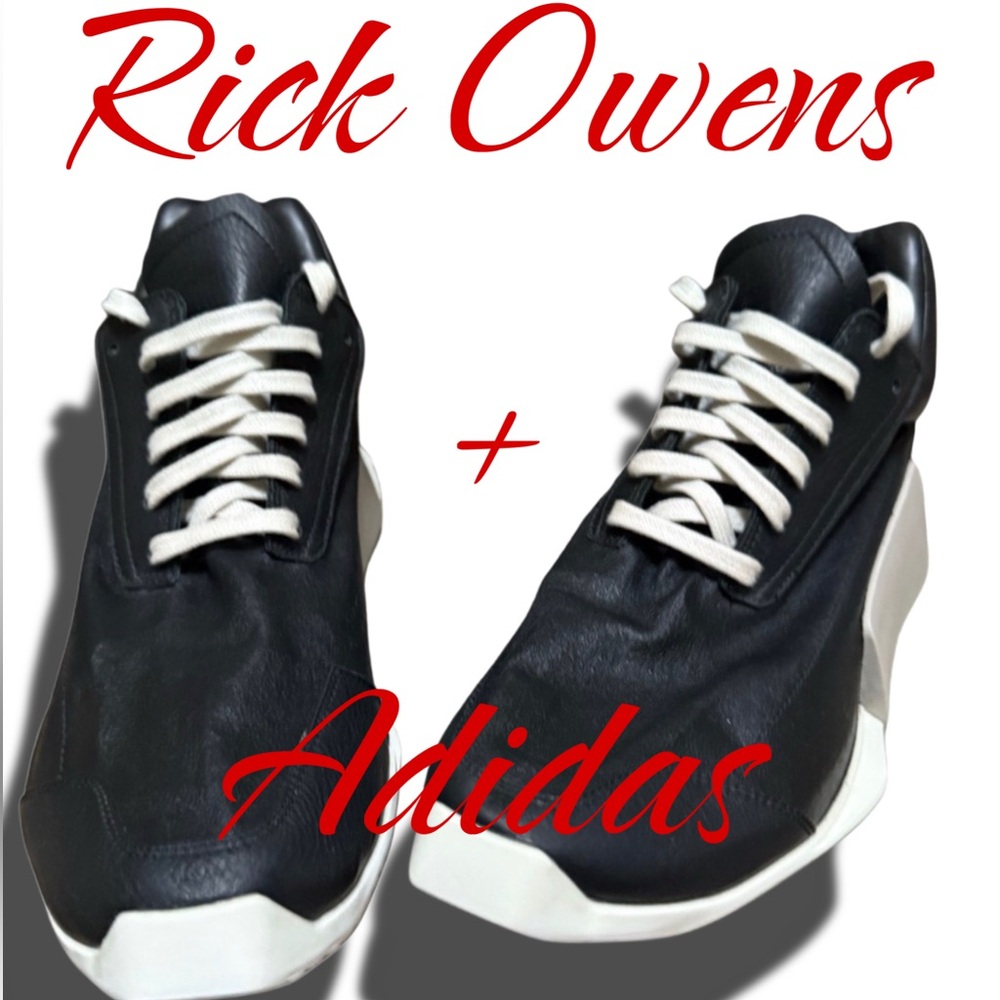 AUTHENTIC RICK OWENS x ADIDAS Level Runner Black and White Men's Sneakers
